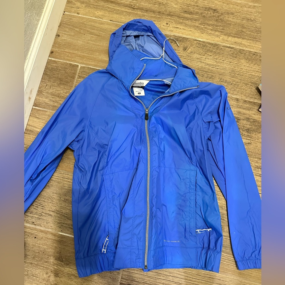 Columbia blue/purple rain jacket size small